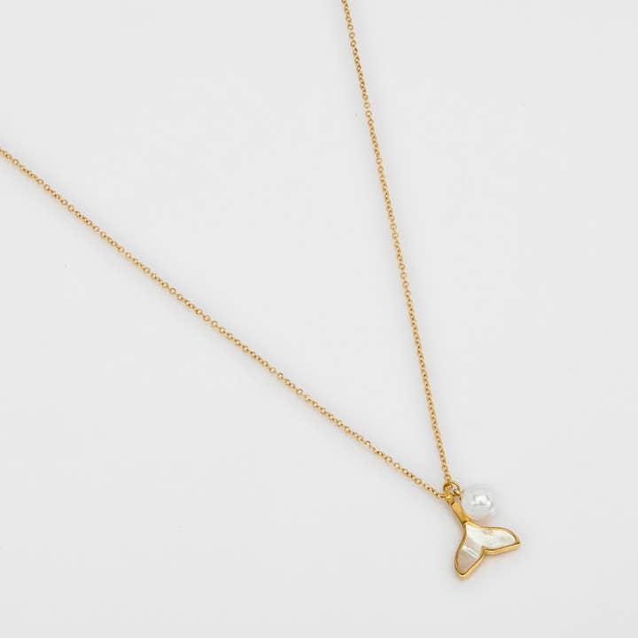 NS022 stainless steel necklace mermaid pendant soft pearl for wholesale by By Sookay