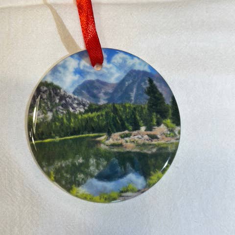 Durango, Colorado Mountain Spud Lake Ceramic Ornament for wholesale by Duck Girl Art