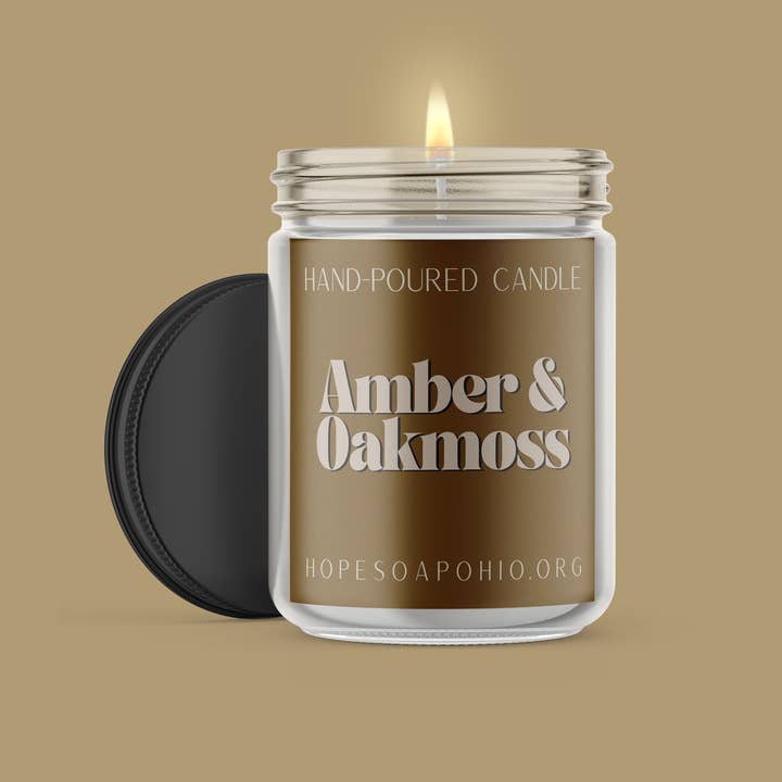 Amber & Oakmoss Candle for wholesale by Hope Soap Ohio