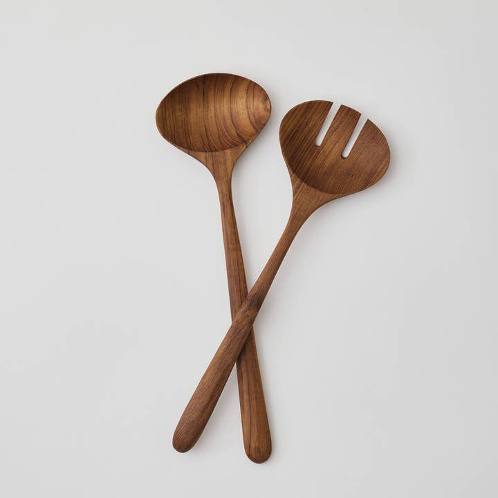 Tell Me More - Wholesale Serving Utensil - Teak salad set