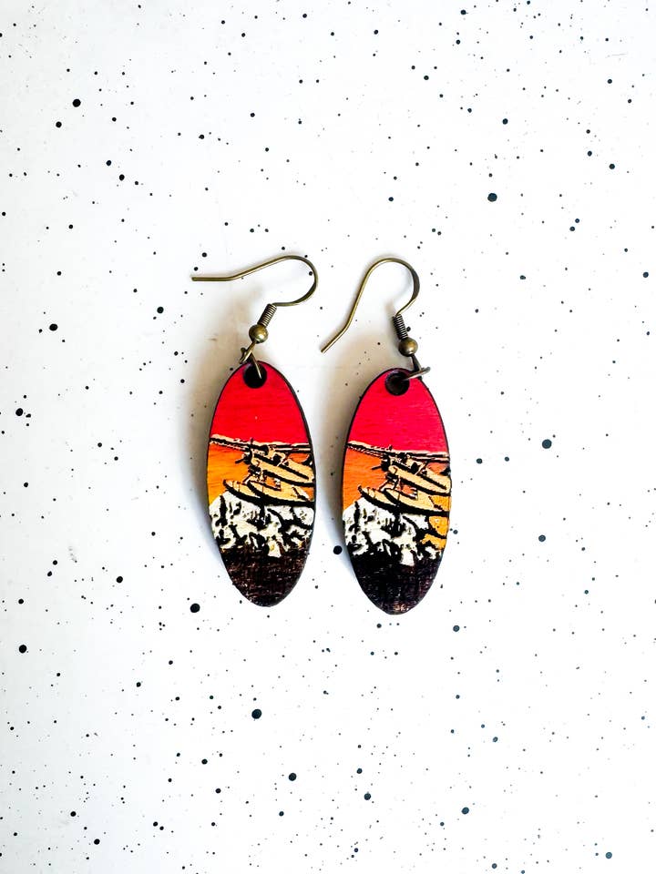 Boucles d'oreilles rondes en bois avion, extérieur, cadeaux pour elle pour la vente par Ak Daisy Chain