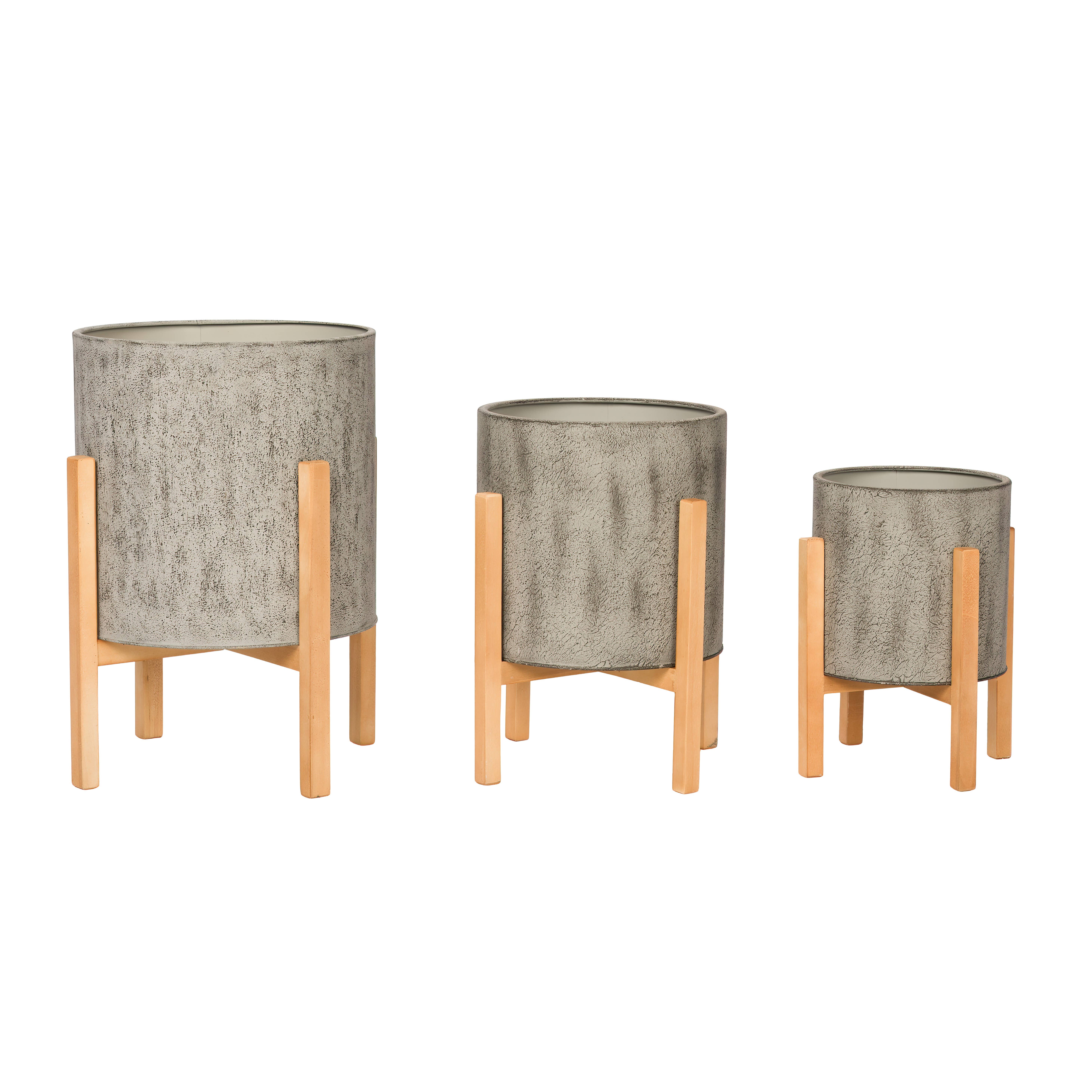 Aspire Home Accents - Vente Pot - Abigail Métal Gris Pot Rond - Série SelectBase0