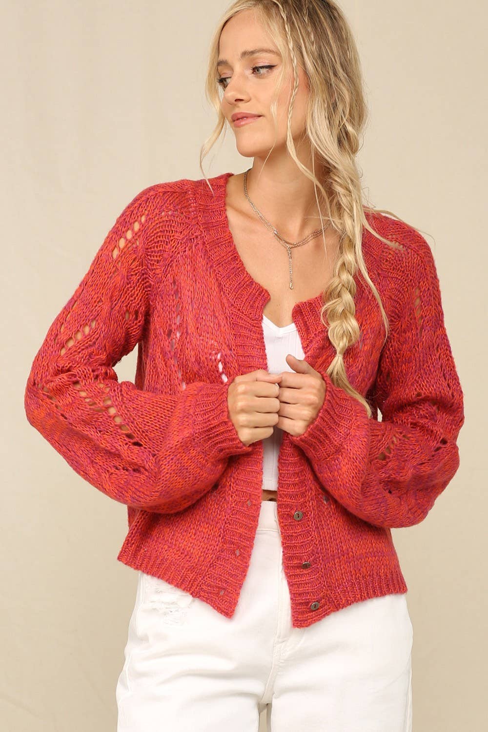 Fuchsia Le cardigan à boutons Staple A en vente sur Faire6