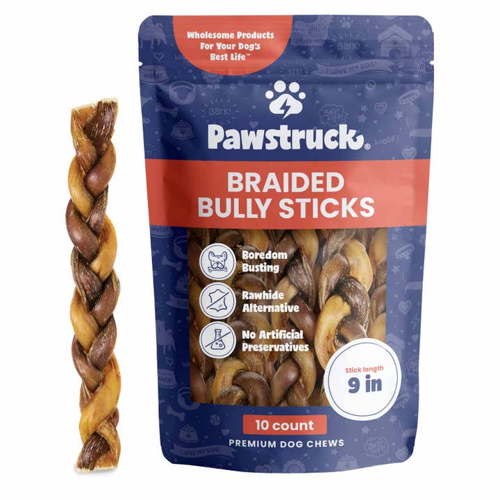 Pawstruck - Wholesale Pet Treats - Dog - Pawstruck 9" Braided Bully Sticks1