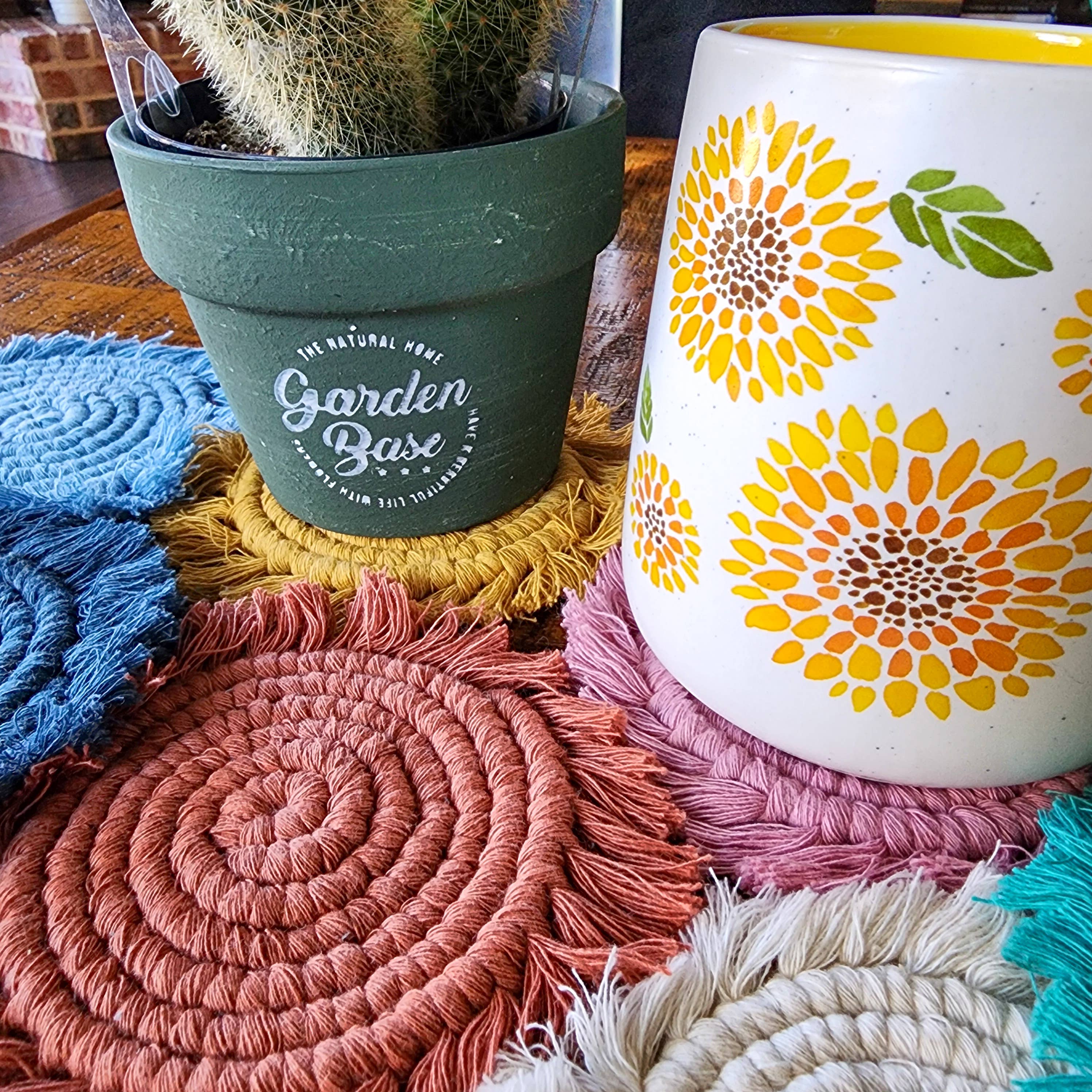 Handmade By Uruba - Wholesale Coasters - Macrame Boho Coasters, Handwoven round Cotton Coaster5