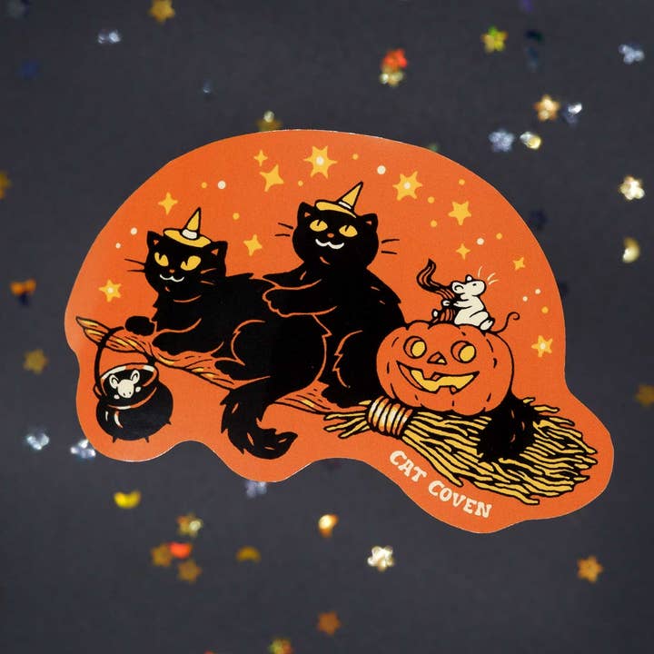 Broomstick Ride - Sticker for wholesale by Cat Coven