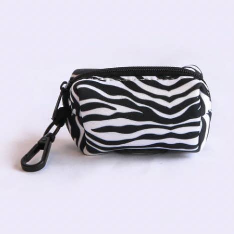 Willow Walks fabric poo bag in zebra for wholesale by Willow Walks Studio