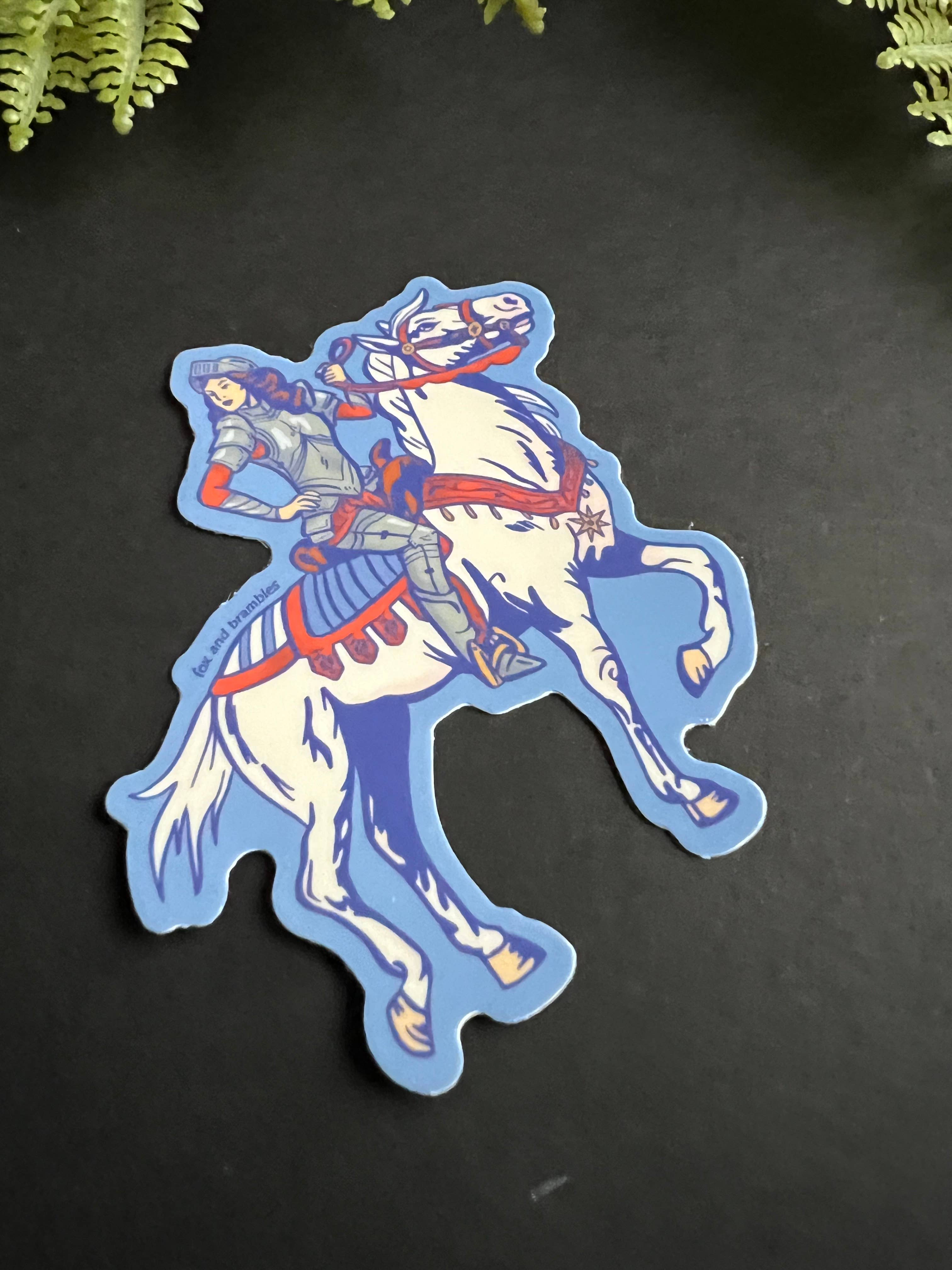 Fox and Brambles - Wholesale Sticker - Retro Medieval Lady Knight Sticker2