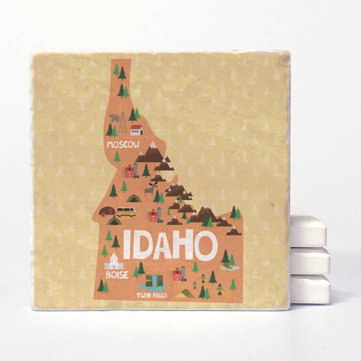 Idaho State Illustration Coasters for wholesale by Versatile Coasters