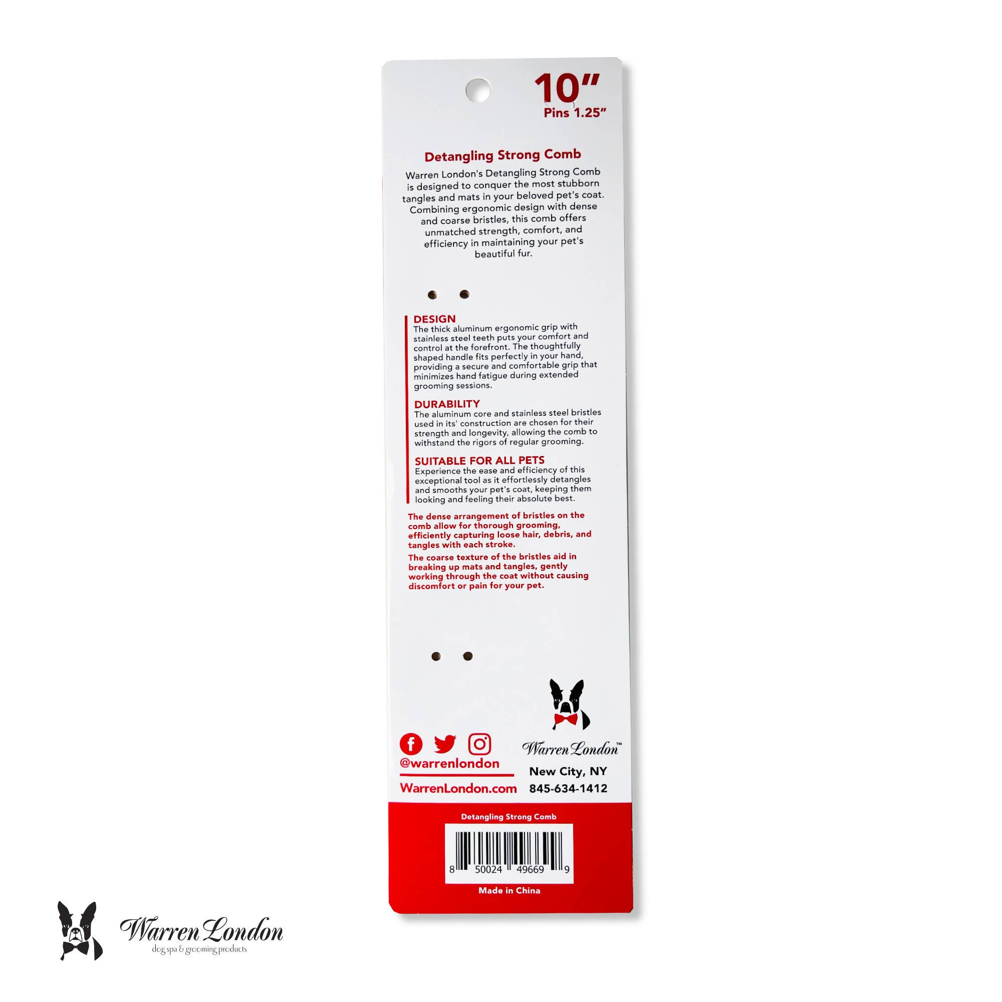 Warren London Dog Products – wholesale Groomingmedel för husdjur – Hund – Urtagningskam för hundar – 25,4 cm stark och hållbar groomingkam7