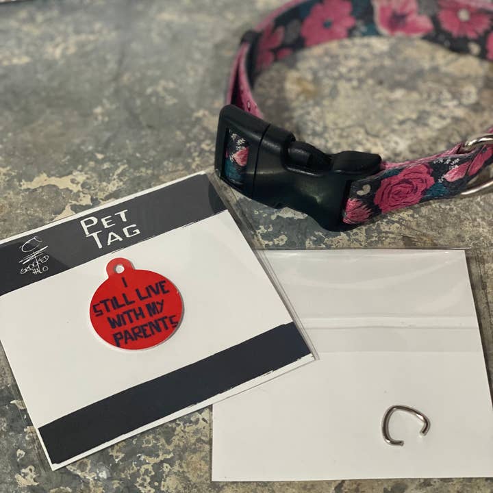 "Still Live with Parents" Metal Pet Tag for wholesale by Crooked Halo