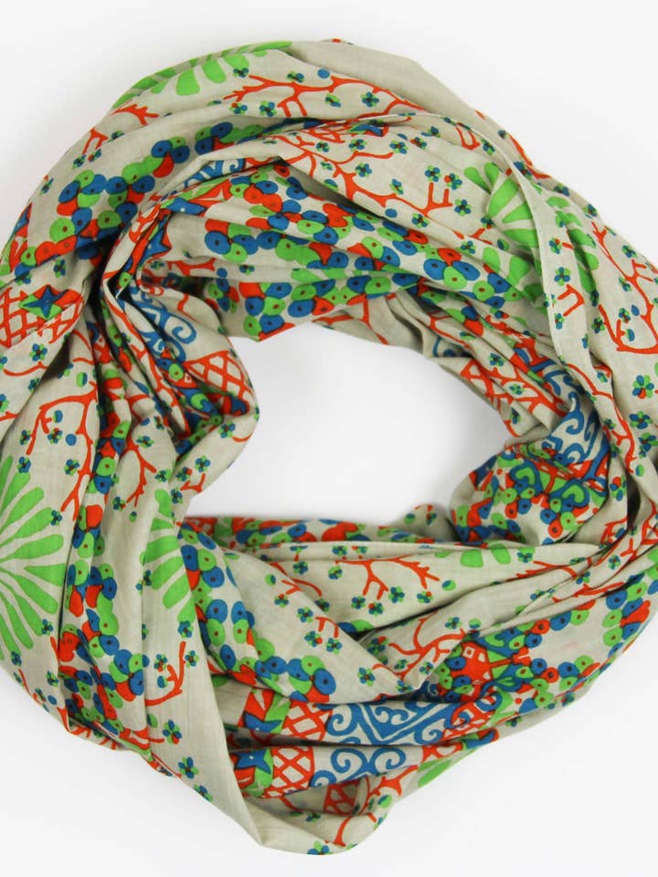 Foulard Cotone Bio Ryoko Verde per la vendita all'ingrosso da parte di Les Belles Vagabondes