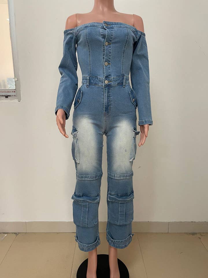 Aria Romance - Wholesale Jumpsuit - Women's - Asymmetric Denim Cardigan Set9