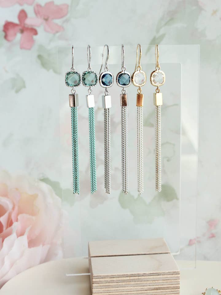 Chain Tassel Earrings - 8 colors for wholesale by A Pocket of Posies