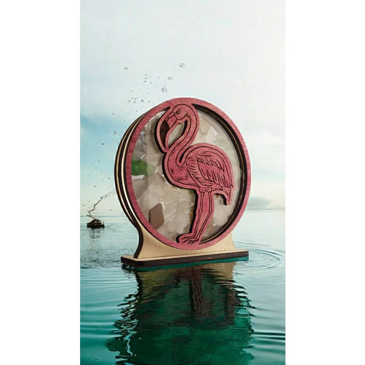 Flamingo Zeeglas Schaduwbox Display, Medium voor wholesale door Sea Glass Displays