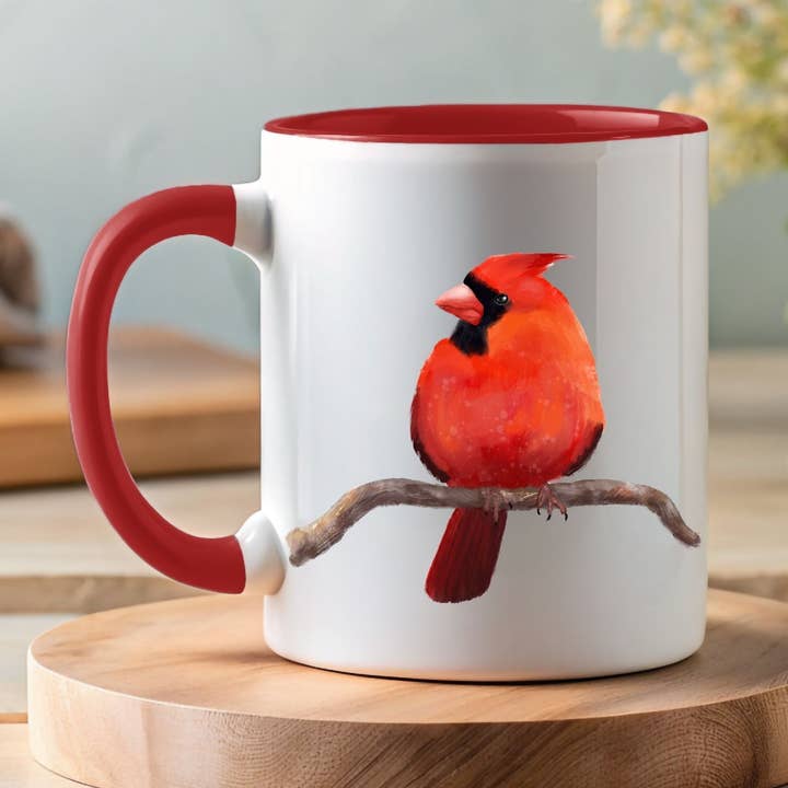 Caneca de Cardeal do Norte com Ilustração Vibrante de Macho por atacado de MerikaArt