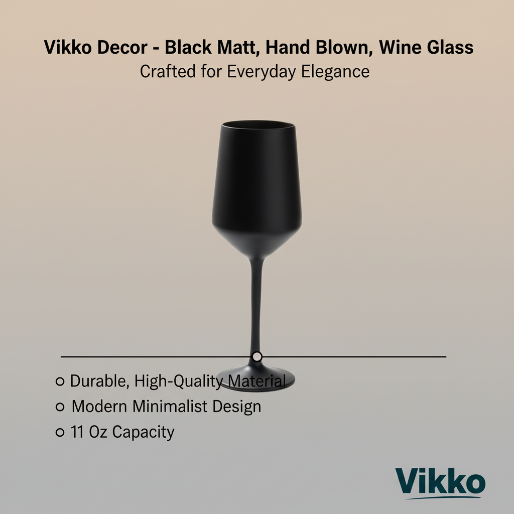 Kadra Kitchenware - Vente Verres à vin - Vikko Decor - Verre à vin noir mat, soufflé à la main, 11 oz3
