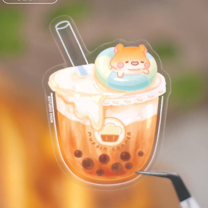 Clear Muffinmaru Boba Sticker for wholesale by Studio Enon