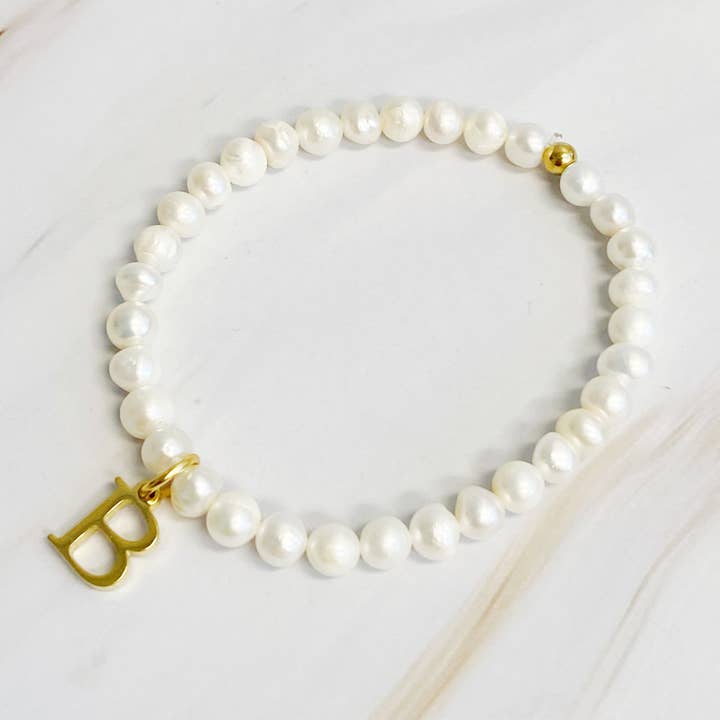 Ellison+Young - Wholesale Charm/Dangle Bracelet - Freshwater Pearl Initial Charm Bracelet22