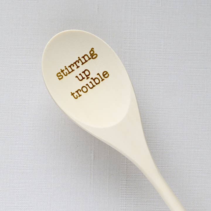 Stirring Up Trouble Engraved Wood Kitchen Spoons for wholesale by Blue Studio Creative