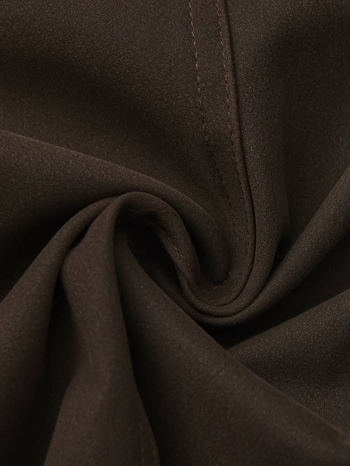 Brown Cropped Faux Suede Jacket with Contrast Collar for wholesale on Faire8