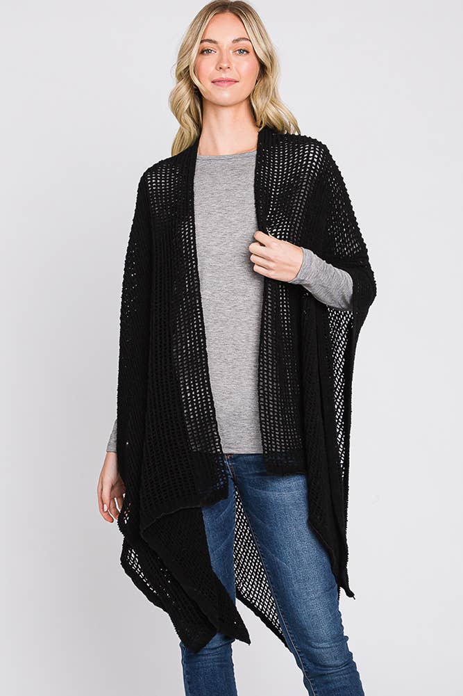 Hana - Wholesale Cardigan - Dames - Solid Chenille Crochet Ruana0