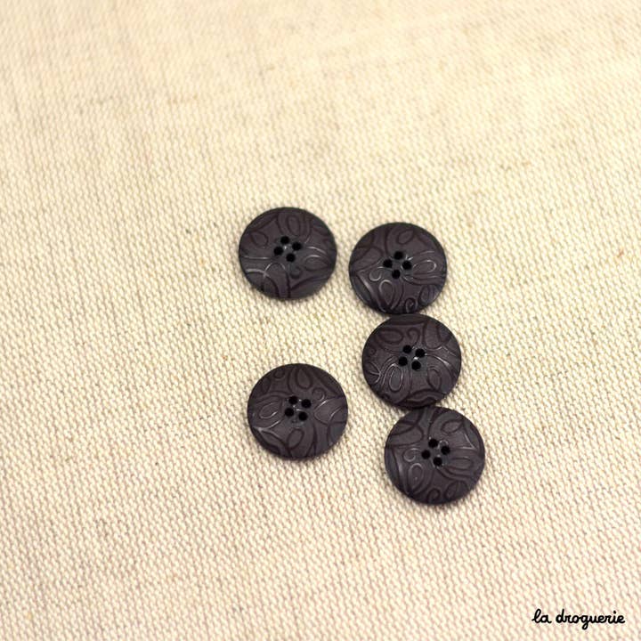 LA DROGUERIE - Wholesale Sewing Button/Snap - Firefly Button black arabesques 18 mm