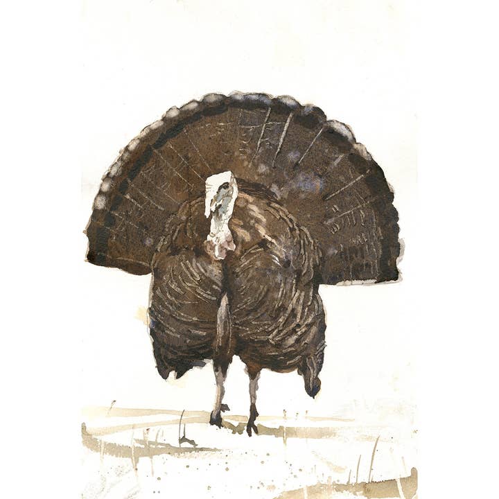 Akvarellmålning av kalkon Thanksgiving-middag ladugårdsdjur barnrum dekorkonst för hus vildlivsmålning för wholesale av Ryan Fox Fine Art