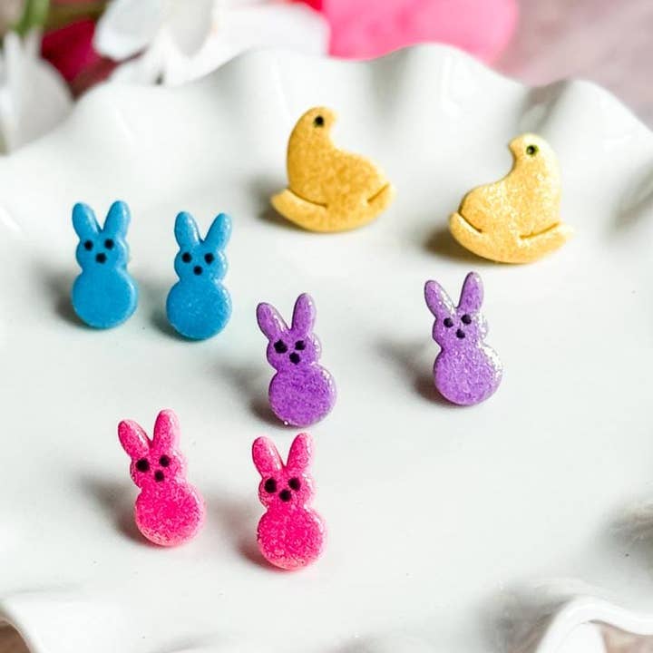 Peeps Stud | Polymer Clay | Handmade Spring for wholesale by Nelly Rose Jewelry
