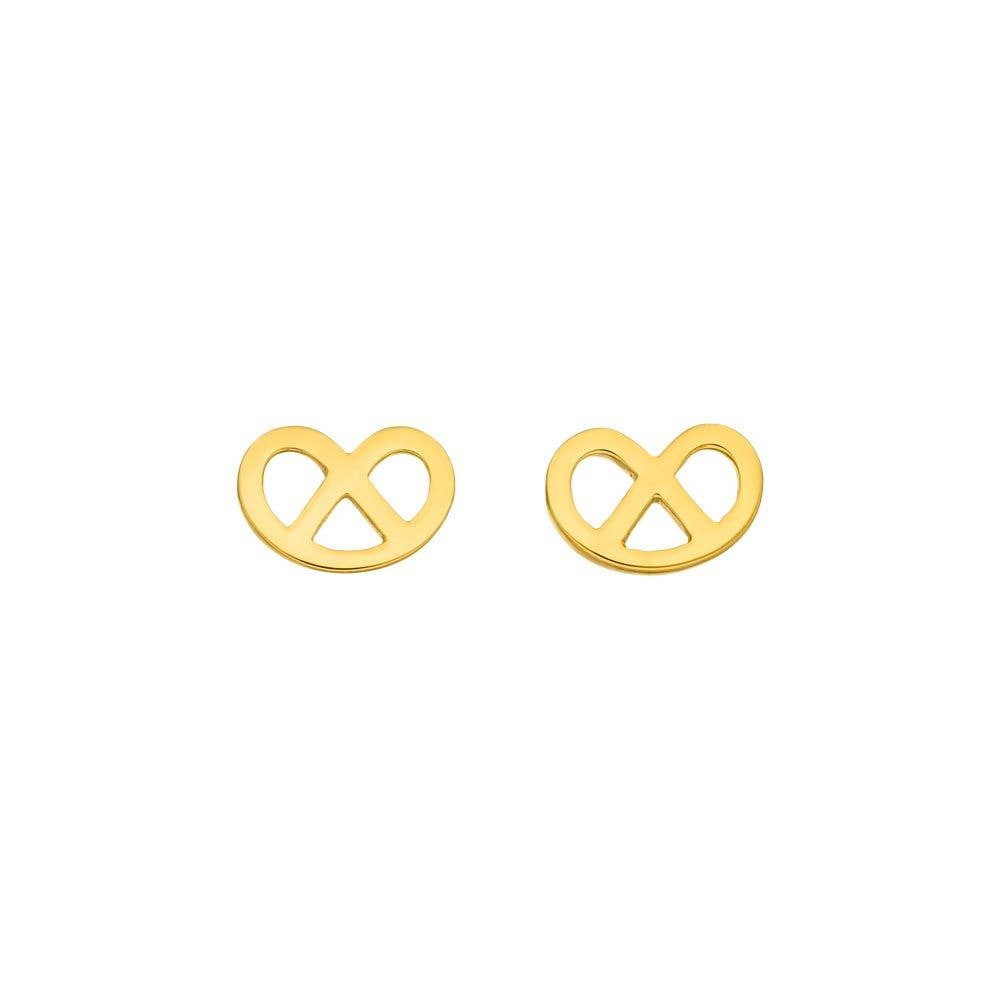 Leaf Jewelry - Wholesale Stud/Post Earrings - 18K yellow gold plated pretzel earrings1