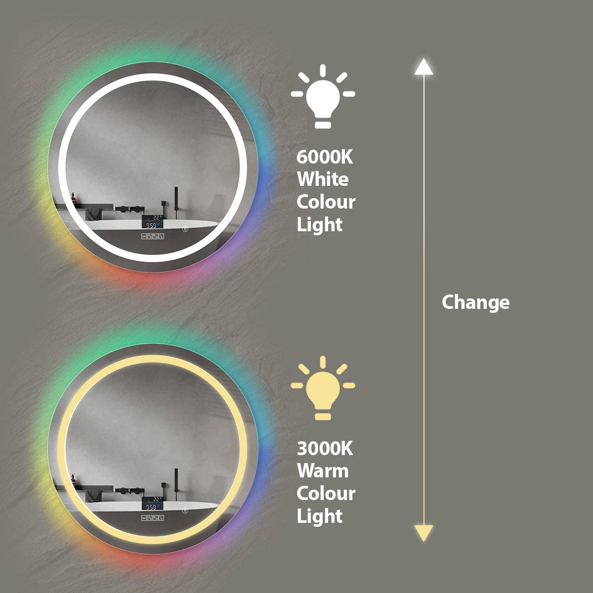 ENER-J – wholesale Speakers – LED Mirror with CCT, Dimming, RGB & Bluetooth Speaker2