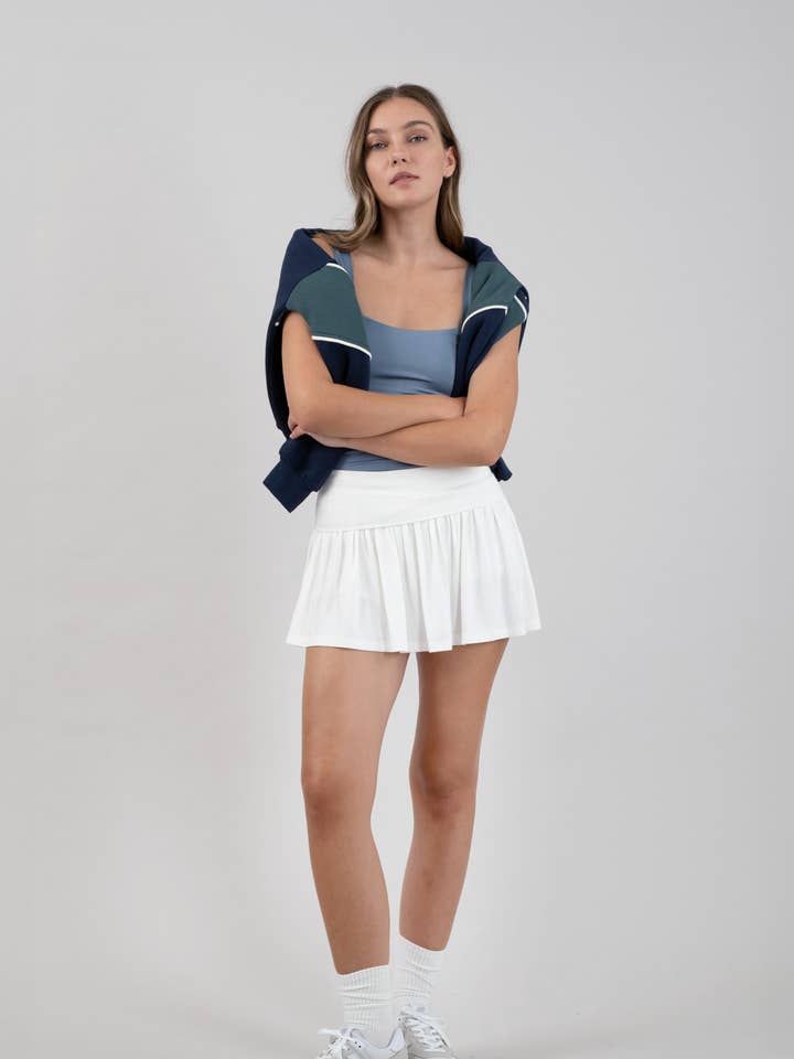 The Workshop Studio - Wholesale Skirt - Women's - WIDE WAISTBAND TENNIS MINI SKIRT WITH SHORTS