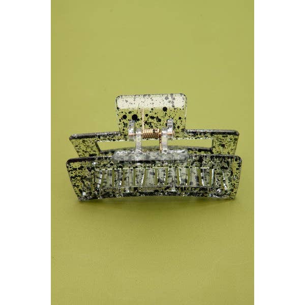 JOSSLYN by wall to wall - Wholesale Hair Clip - Women's - RECTANGLE CLEAR SPECKLE HAIR CLAW CLIPS | 40H5413