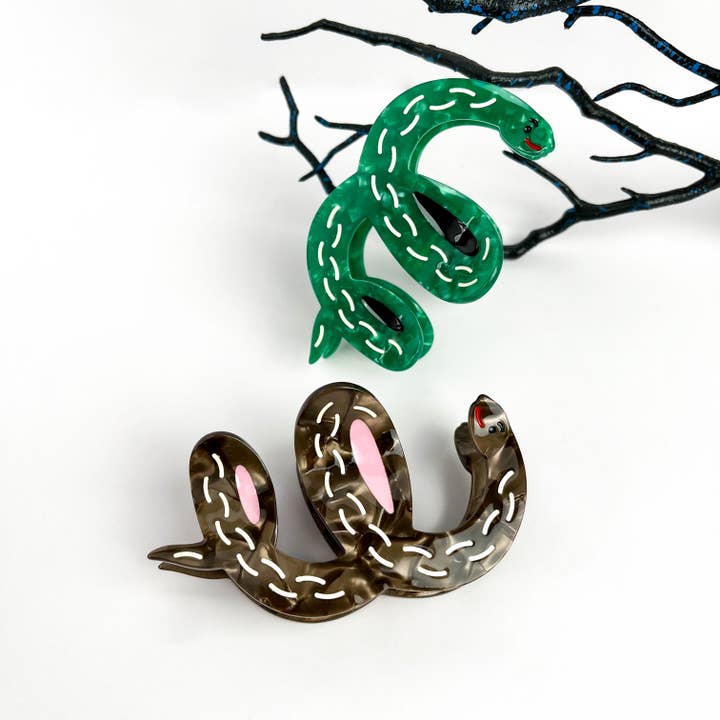 mildstyles - Vendita all'ingrosso Fermaglio per capelli - Donna - Clip per capelli in acetato a forma di serpente a pois con motivo a onde d'acqua.8