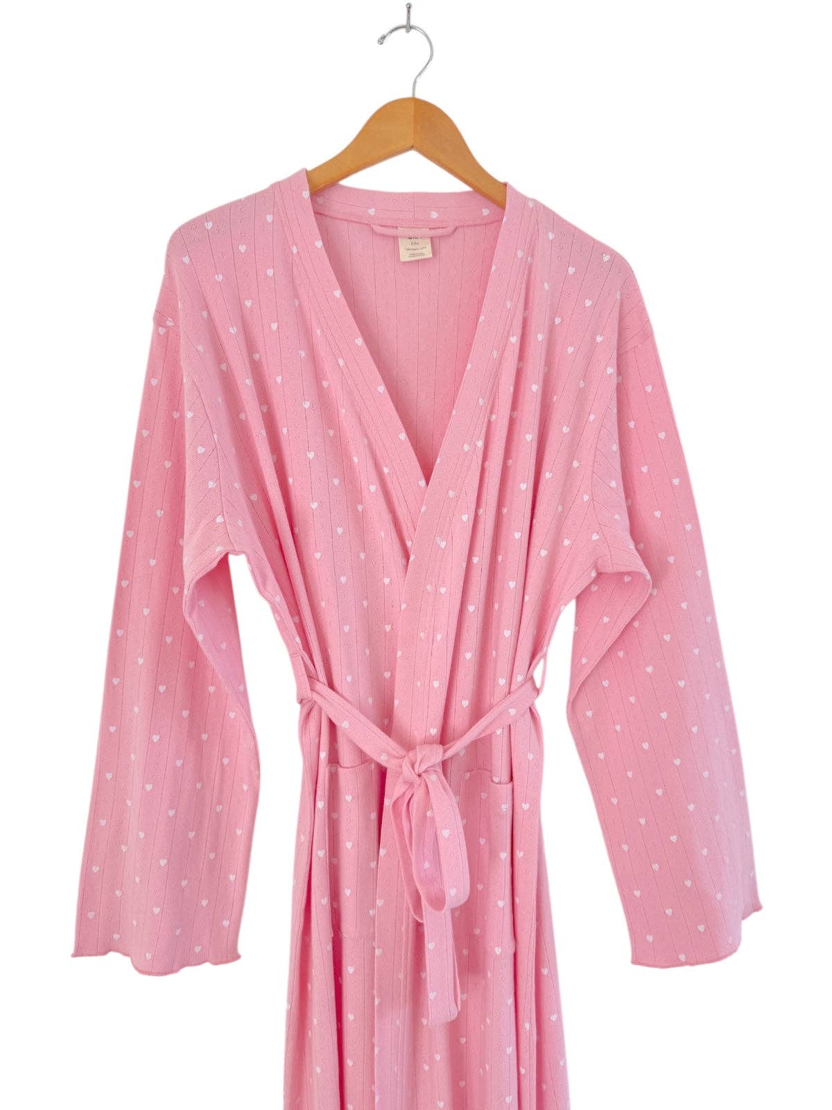 SIIX Collection - Wholesale Robe - Women's - Pink with White Heart / Organic Pointelle Women's Robe2