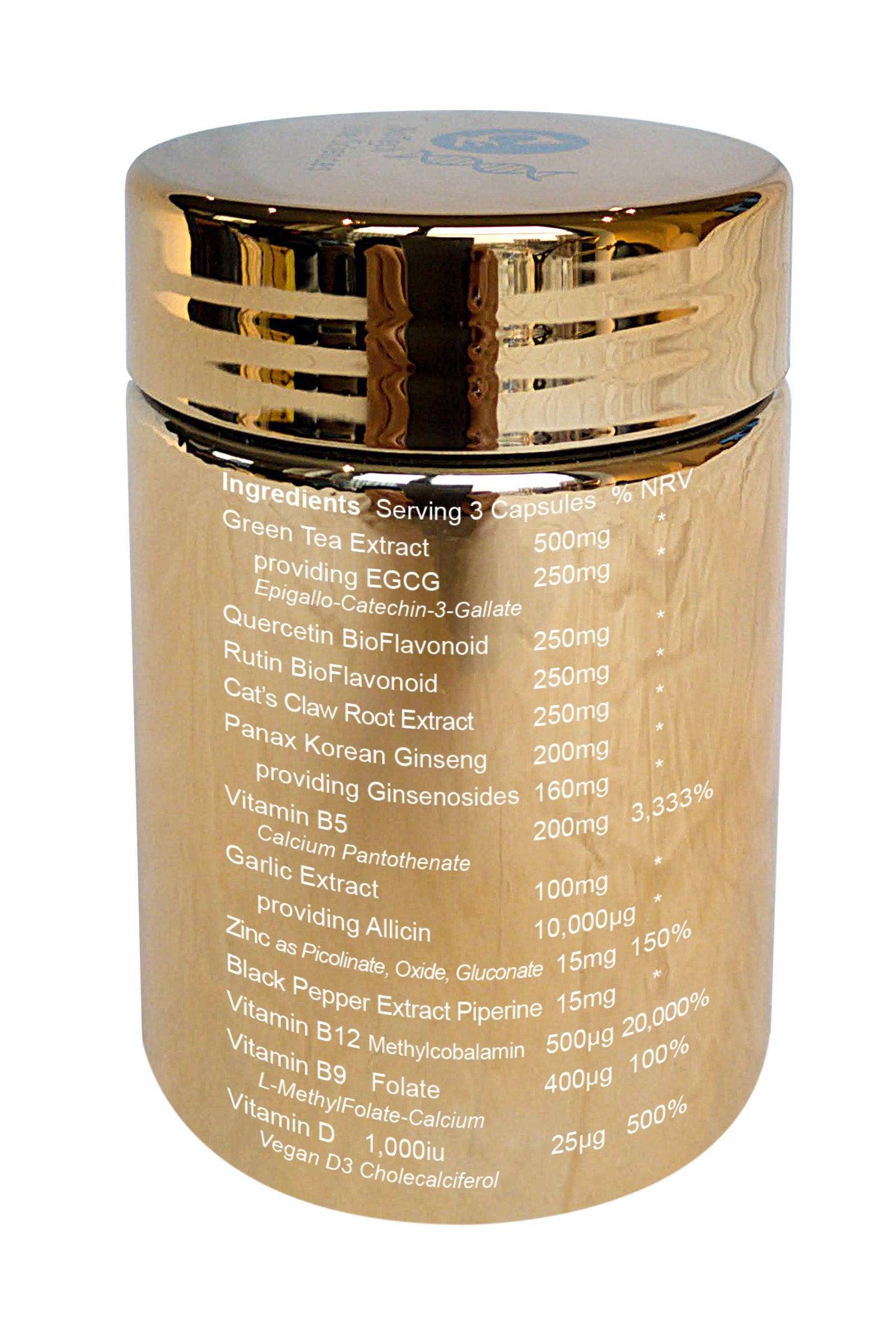 BioTech Life Sciences – Großhandel Nahrungsergänzungsmittel/Vitamin zum Einnehmen – Immune 5: Vit D3 B5 B9 B12 Zink Ginseng Knoblauch Grüntee 8