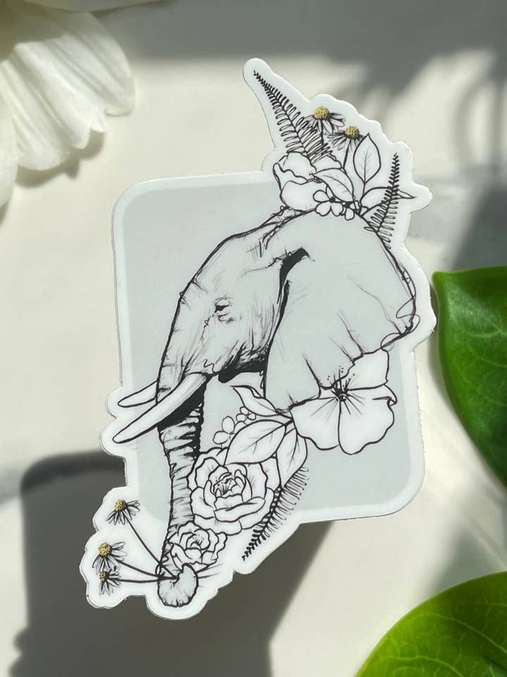 Bloemen olifant sticker voor wholesale door A Dresser Drawer