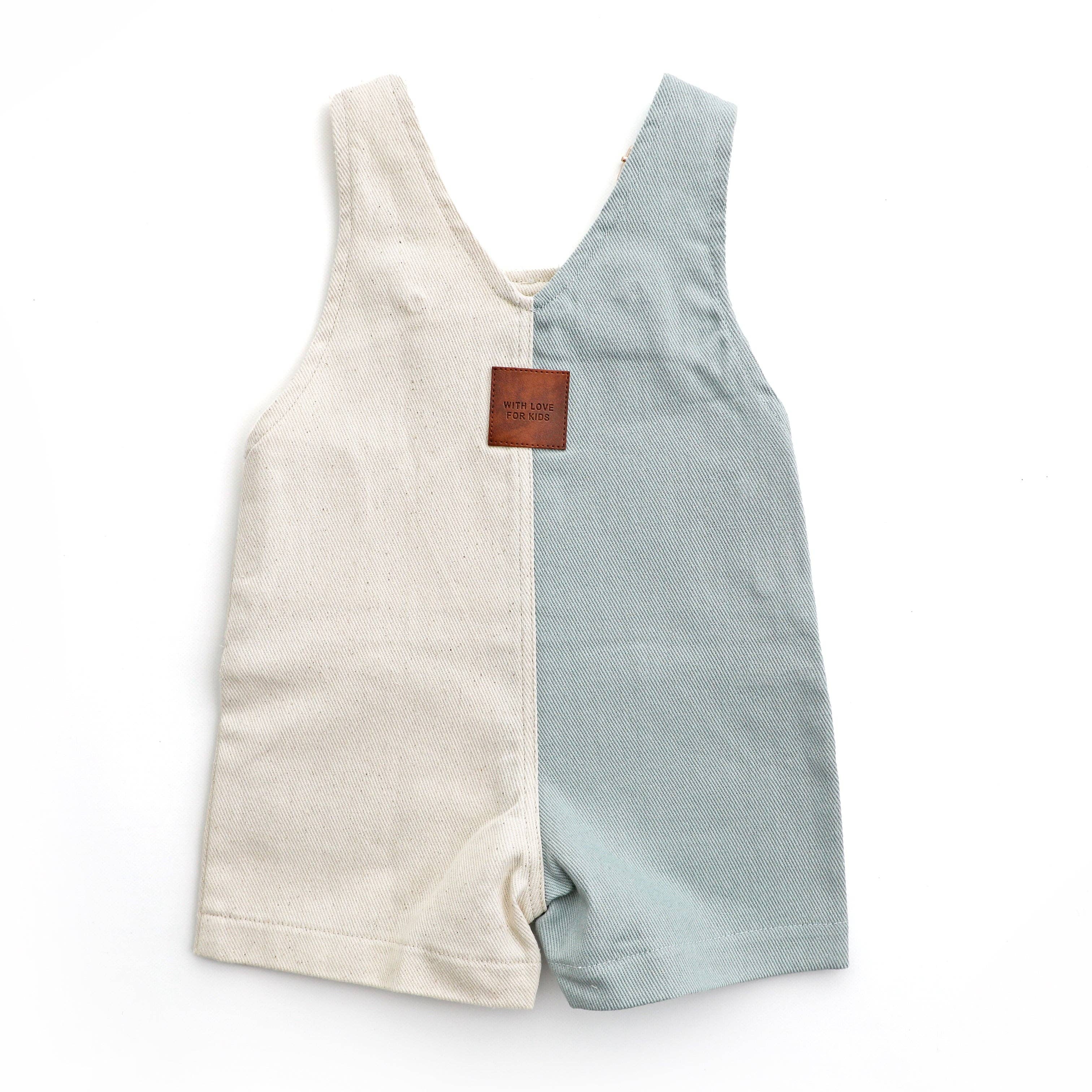 With Love for Kids - Wholesale Overalls - Baby - Everett Short Overalls - SPLIT BLUE3
