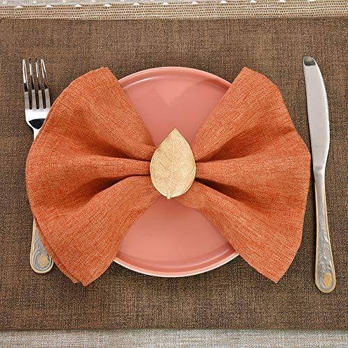 Gold Napkin Rings Leaf design Set of 4 for wholesale on Faire3