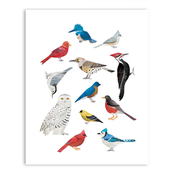 Watercolor Backyard Birds 8"x"10 Print for wholesale by Anne Green Design