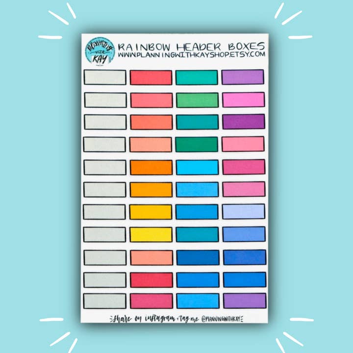 Boîtes d'en-tête arc-en-ciel pour la vente par Planning With Kay