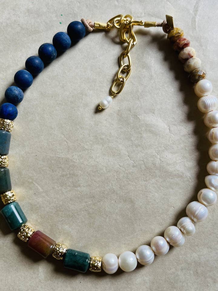 PEAHI NECKLACE OCEAN JASPER BARREL for wholesale by SUNNYDAZE JEWELRY