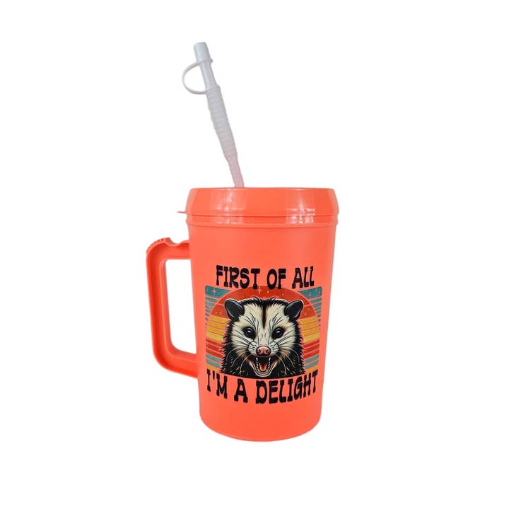 Scratch Decor - Wholesale Insulated Mug/Tumbler - First Of All I'm A Delight Trash Opossum Mega Trucker Mug 34oz1