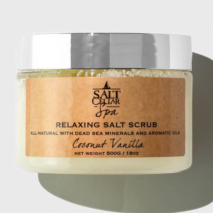 Coconut Vanilla Salt Scrub for wholesale by Salt Cellar Spa