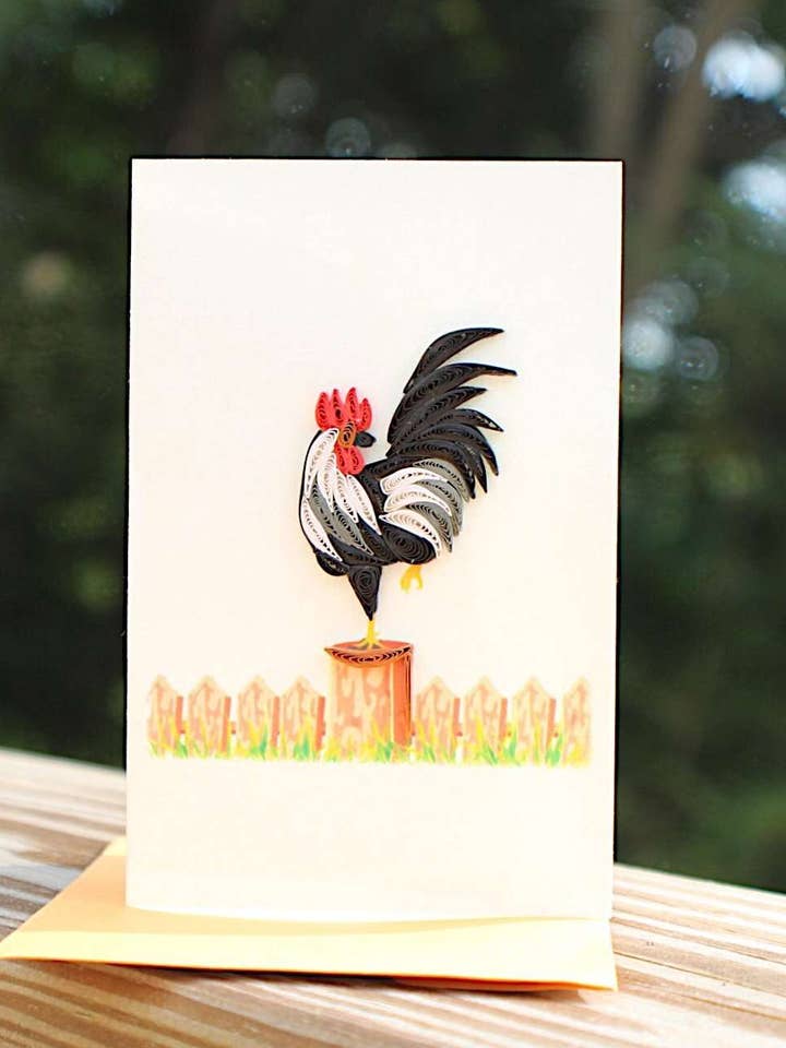 Galo na Cerca (Mini Cartão Quilled) por atacado de UViet Store