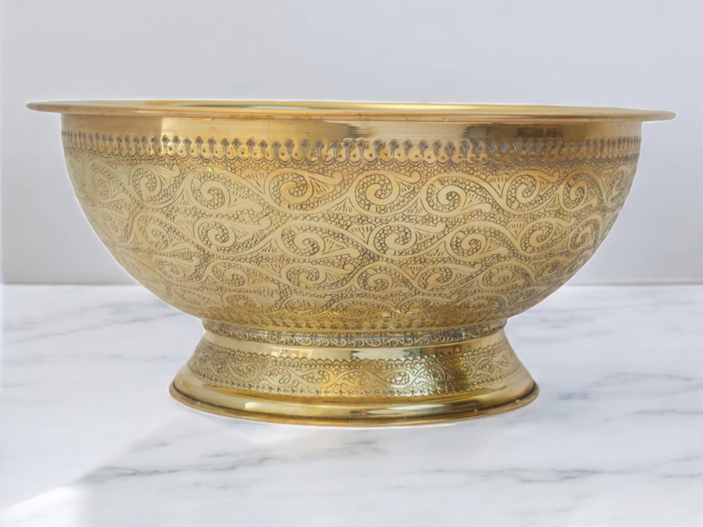 Moroccantastics - Wholesale Sink Strainer/Stopper - Antique Brass Bowl Vessel Sink – Hand-Engraved in Marrakech5