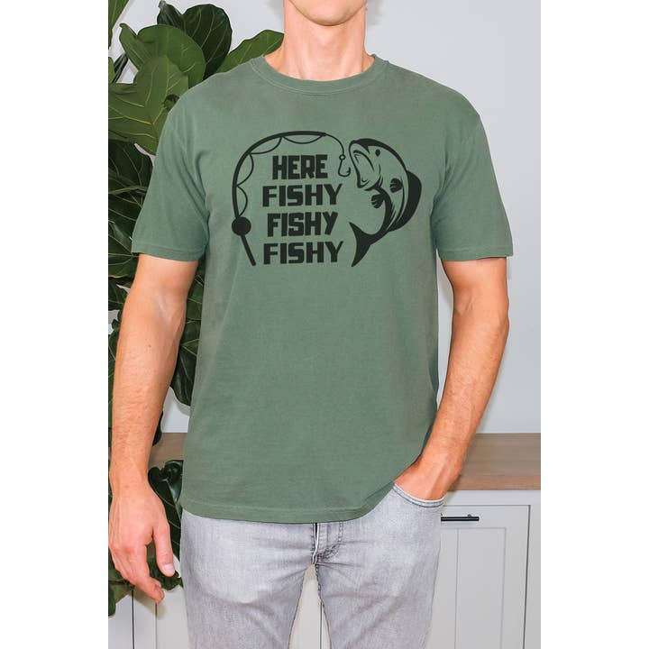 Schwarzes Here Fishy Grafik-T-Shirt für den Großhandel von Bella Me