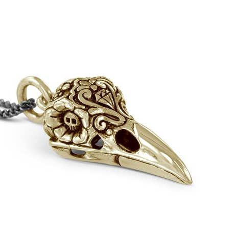 Day Of The Dead Raven Skull Necklace - Bronze for wholesale by Lost Apostle