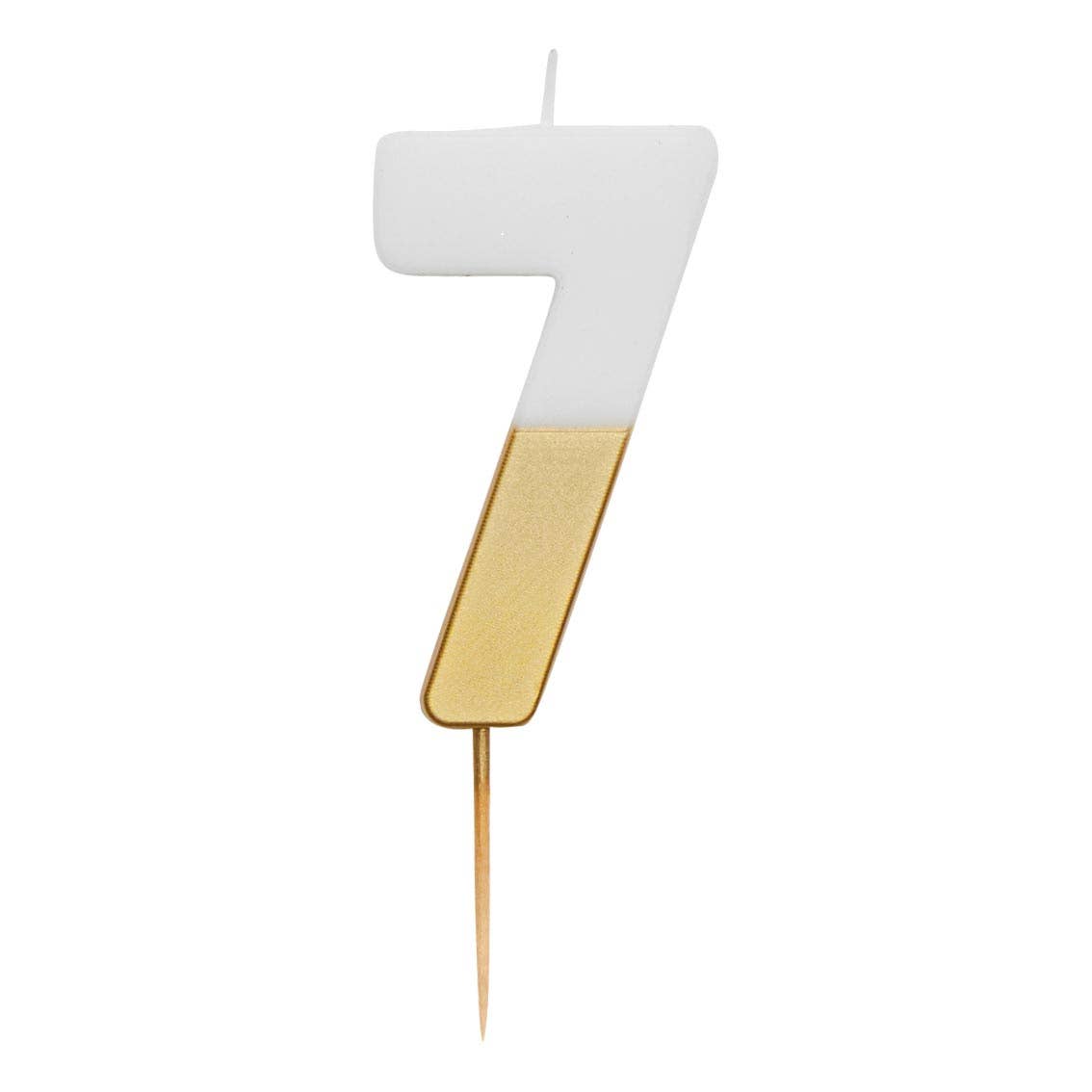 Talking Tables USA - Wholesale Cake Candle - White & Gold Birthday Number Candles | 0-9 | Single |7