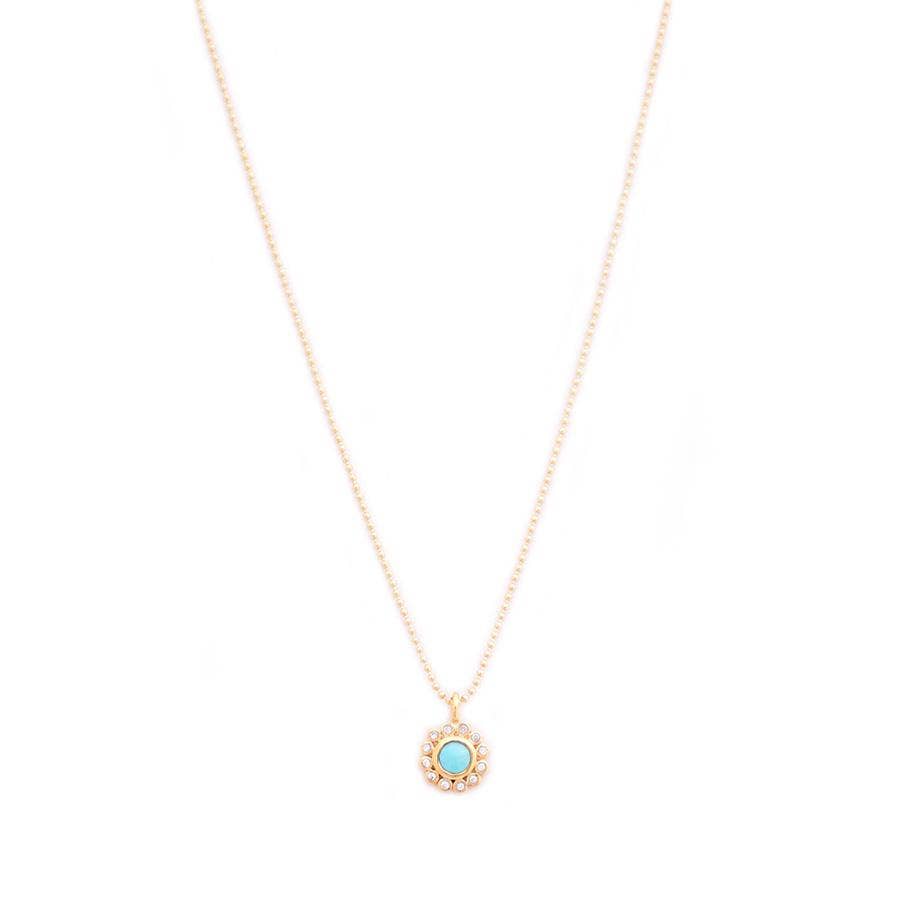 gold & gray - Wholesale Pendant/Charm Necklace - Turquoise Flower Pendant Necklace0